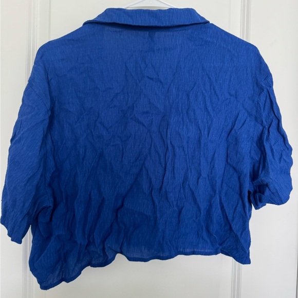 H&M Navy Sheer Button-Down Shirt - Picture 3 of 4